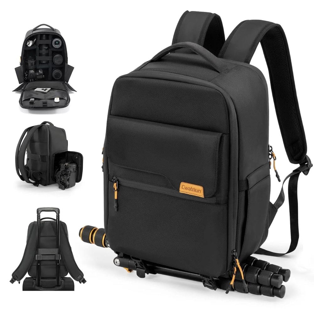 Cwatcun Compact Camera Backpack For Travel Photography With Laptop And Tripod Storage 0