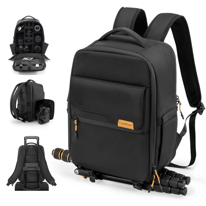 Cwatcun Compact Camera Backpack For Travel Photography With Laptop And Tripod Storage 0