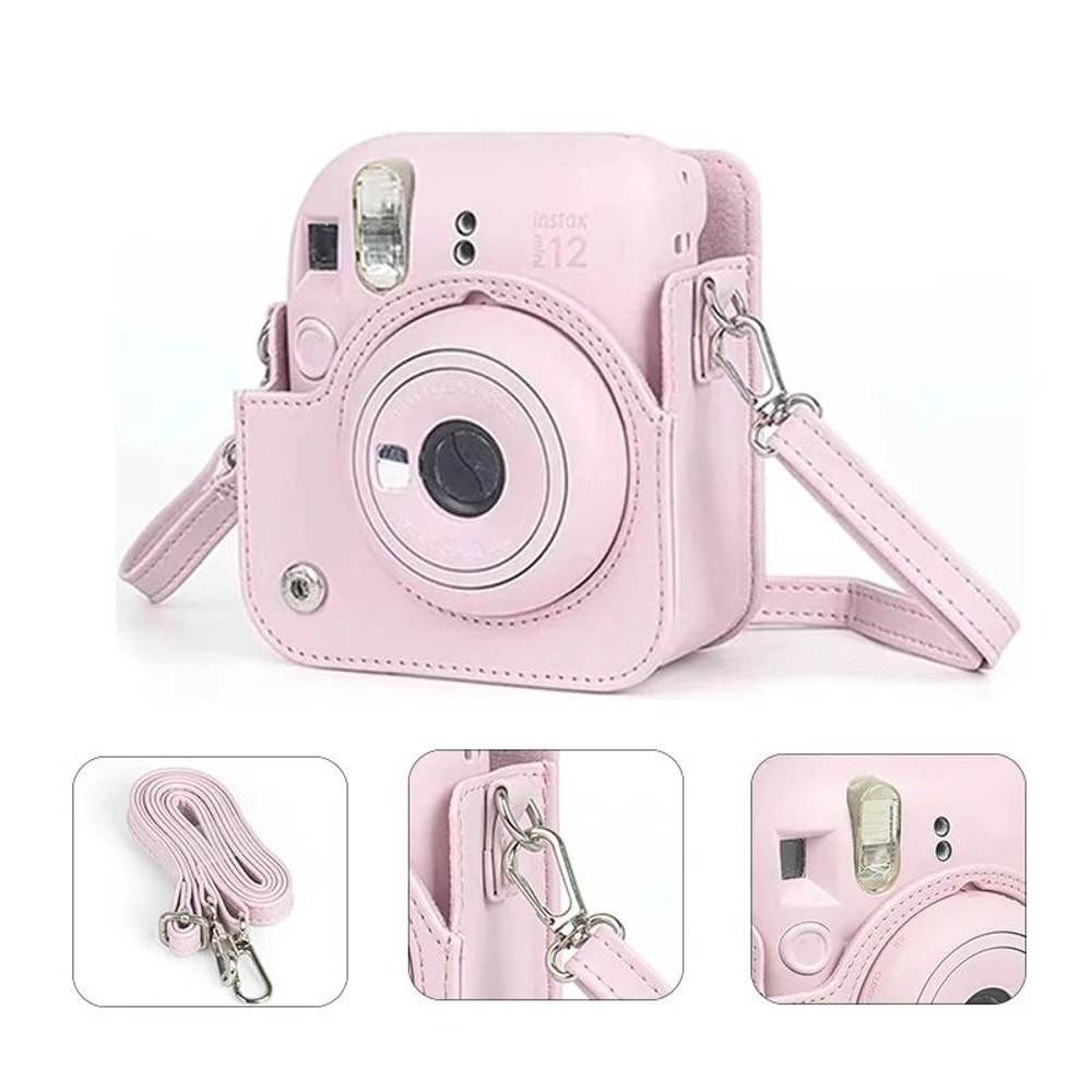 PU Leather Protective Camera Case For Instax Mini 12 With Shoulder Strap 0