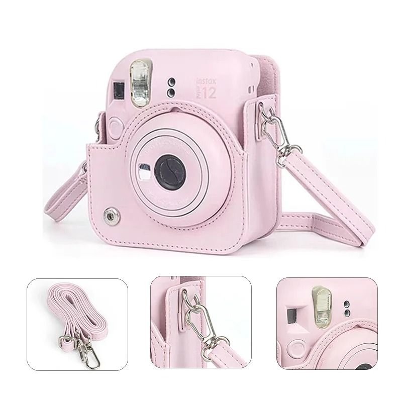 PU Leather Protective Camera Case For Instax Mini 12 With Shoulder Strap 0