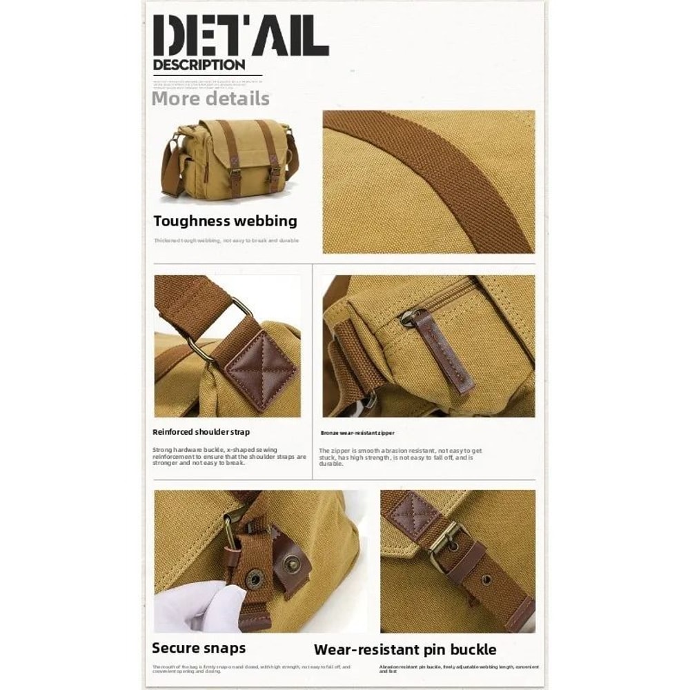 Retro Canvas SLR Camera Satchel Waterproof Messenger Bag With Removable Liner 6