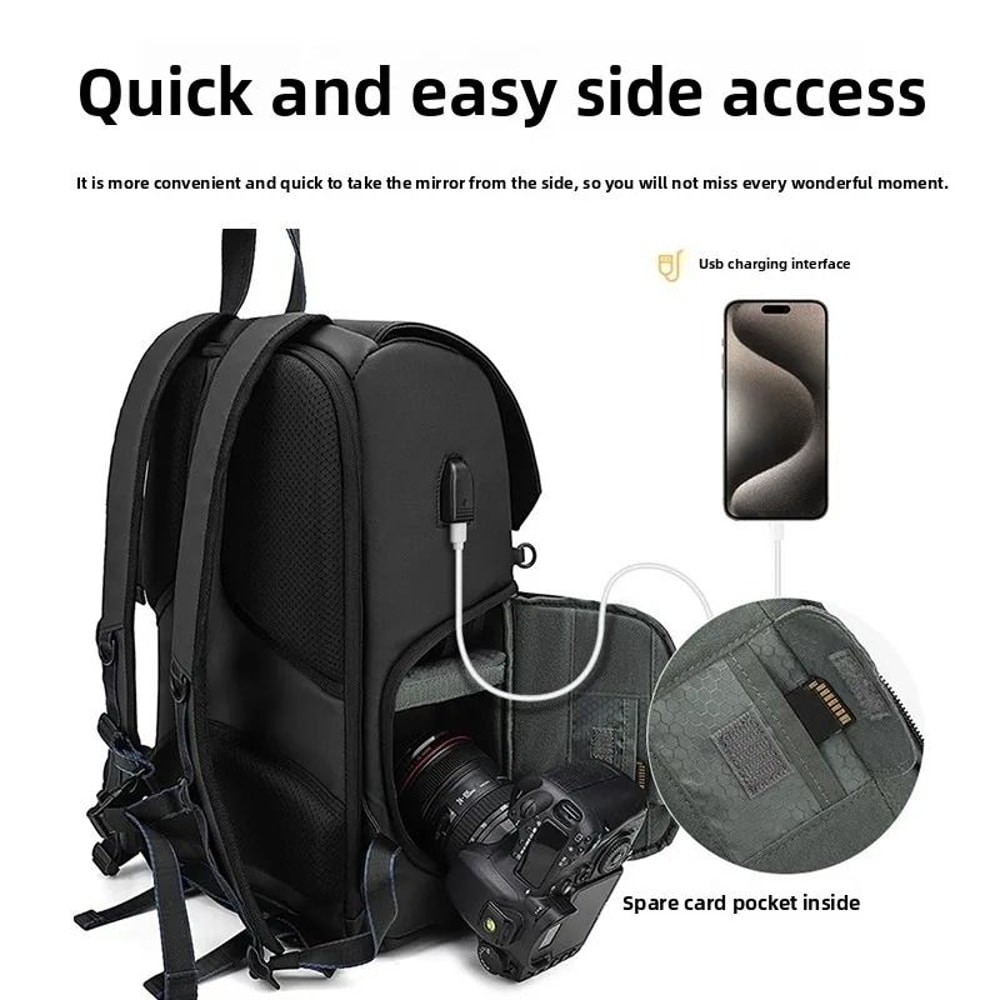 Large Capacity Camera Backpack Double Shoulder Travel Photography Bag 7