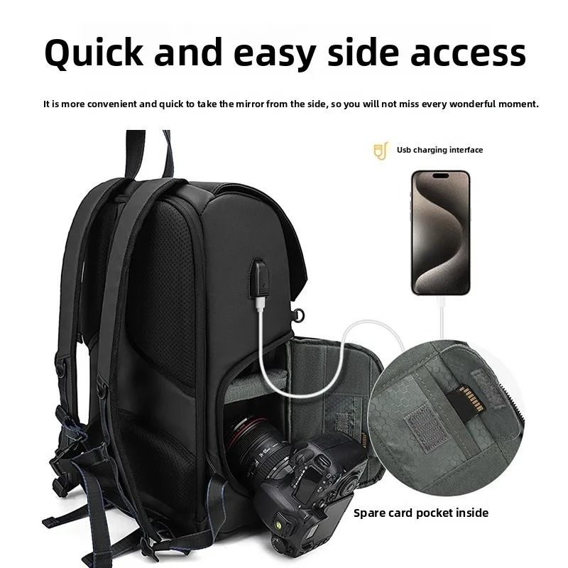 Large Capacity Camera Backpack Double Shoulder Travel Photography Bag 7
