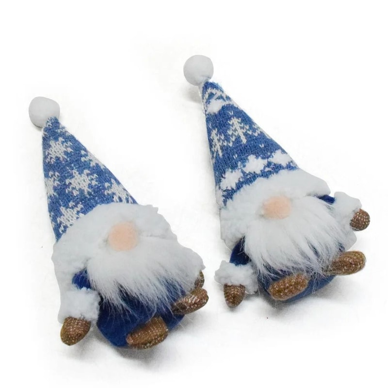 Blue Christmas Gnome Ornaments Dwarf Doll Holiday Decorations 3