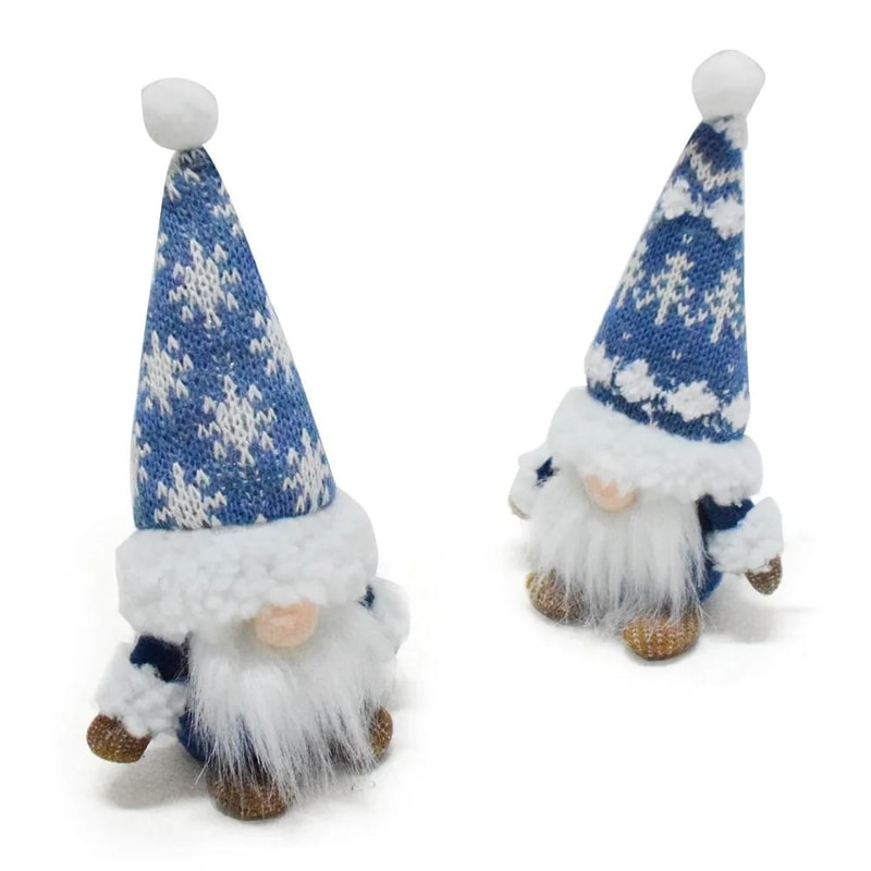 Blue Christmas Gnome Ornaments Dwarf Doll Holiday Decorations 6