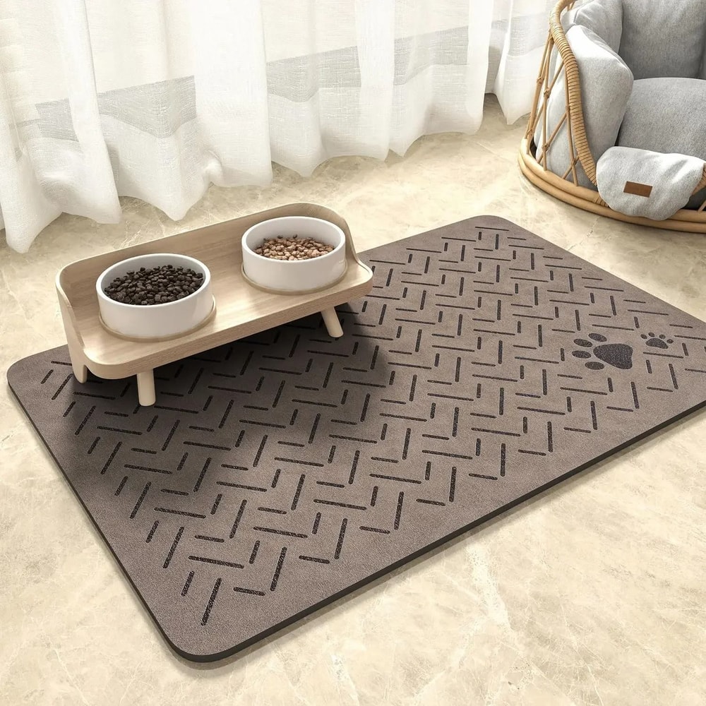 Quick Dry Absorbent Dog Feeding Mat With Rubber Backing For Food And Water Bowls 2