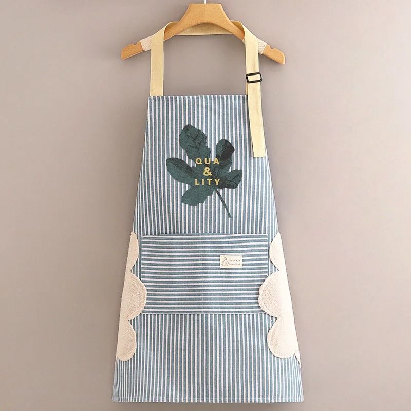 Breathable Cotton Linen Long Sleeve Kitchen Apron For Women Anti Stain Cooking Smock 9