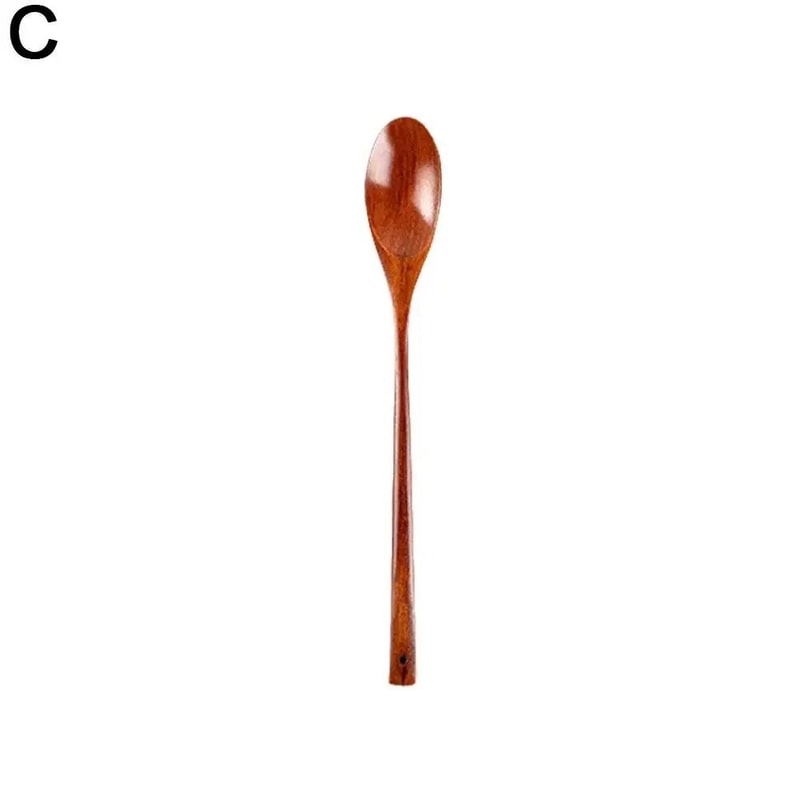 1 PC Natural Long Handle Wooden Spoon Durable Wooden Cooking Spoon For Soup Stirring And Serving 3