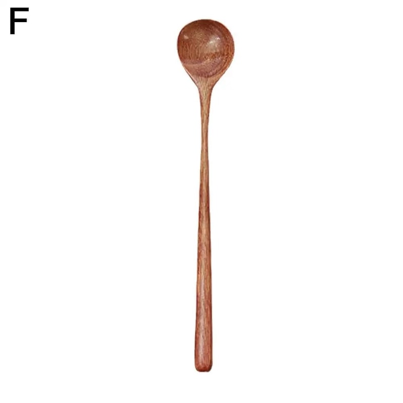 1 PC Natural Long Handle Wooden Spoon Durable Wooden Cooking Spoon For Soup Stirring And Serving 6
