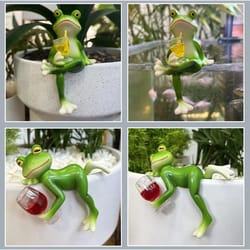 cute frog garden ornament cartoon flower pot edge decoration figurine