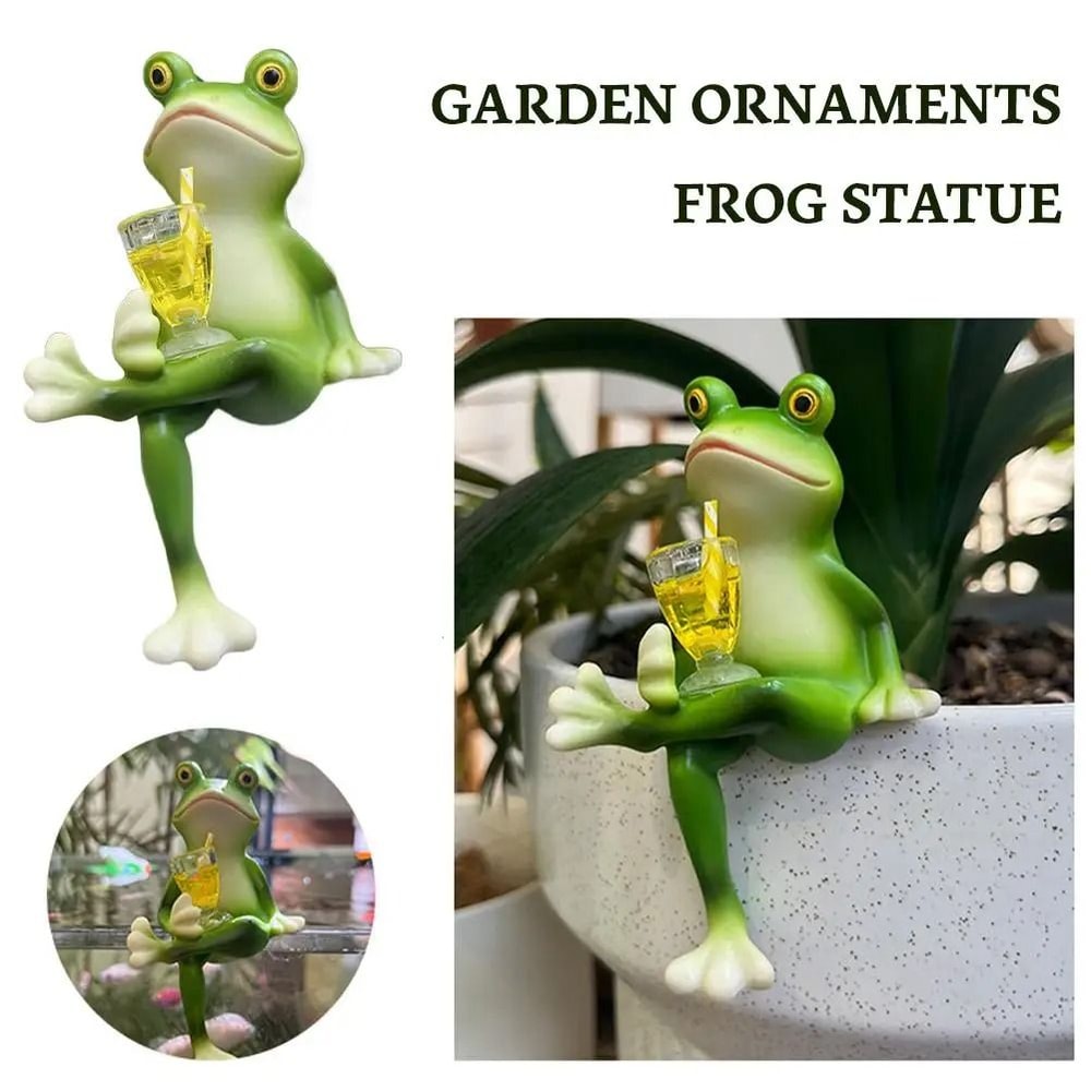 Cute Frog Garden Ornament Cartoon Flower Pot Edge Decoration Figurine 5
