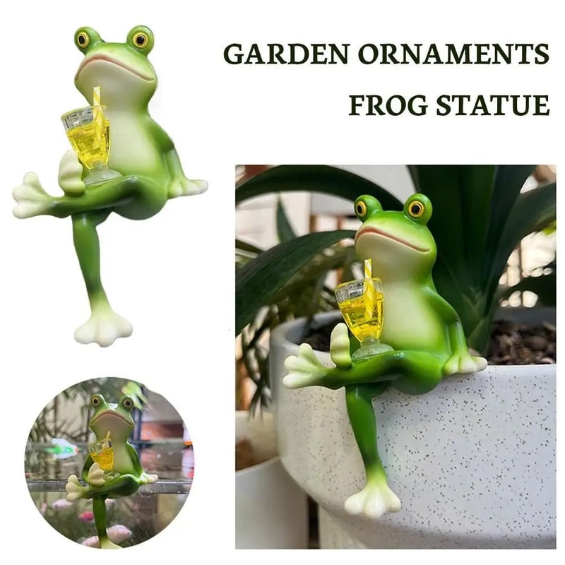 Cute Frog Garden Ornament Cartoon Flower Pot Edge Decoration Figurine 5