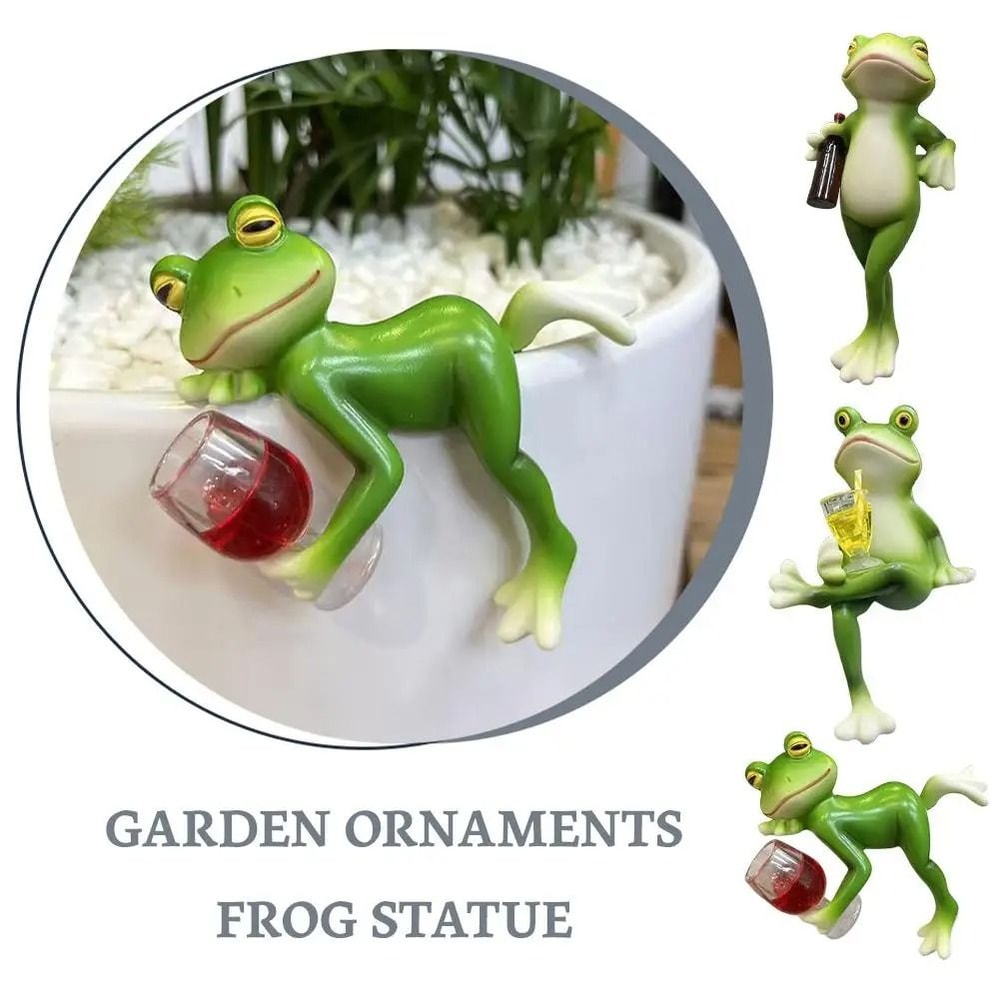 Cute Frog Garden Ornament Cartoon Flower Pot Edge Decoration Figurine 6