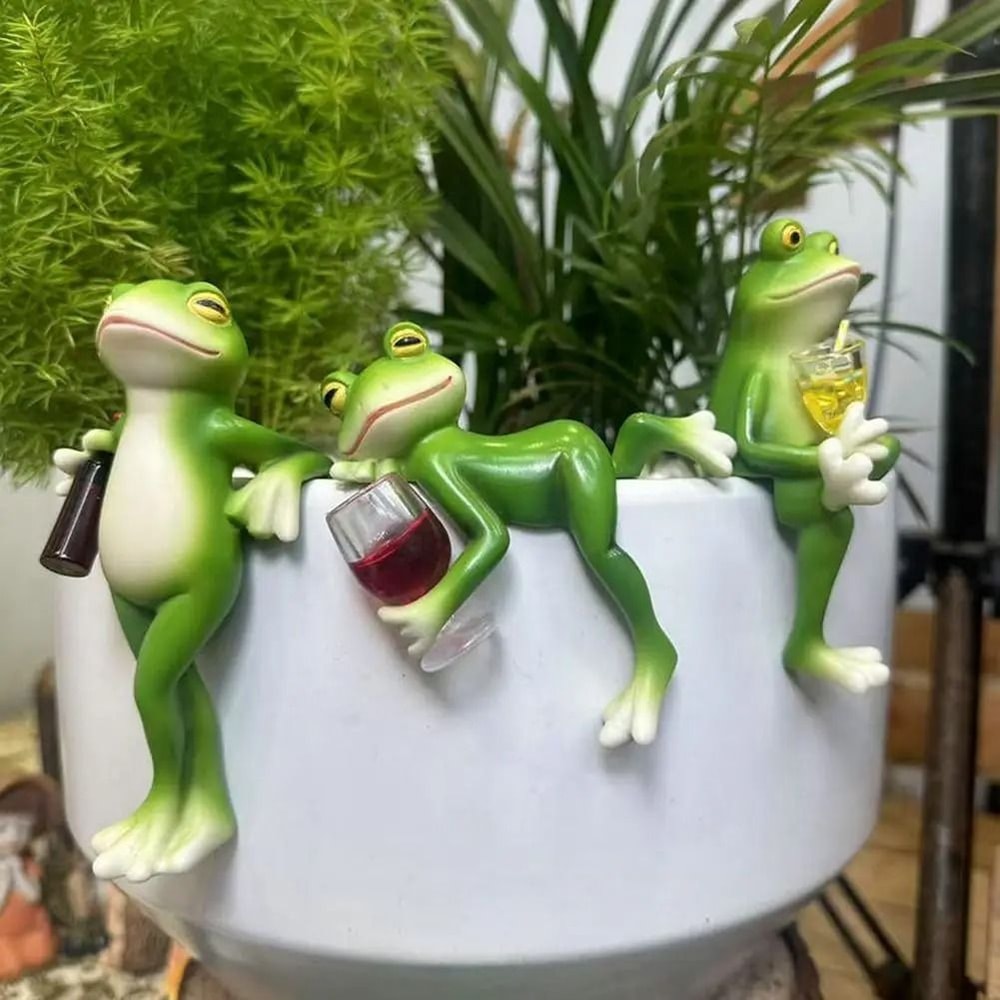 Cute Frog Garden Ornament Cartoon Flower Pot Edge Decoration Figurine 7