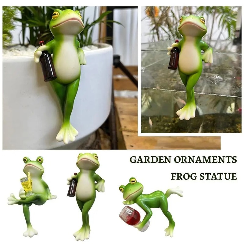 Cute Frog Garden Ornament Cartoon Flower Pot Edge Decoration Figurine 8