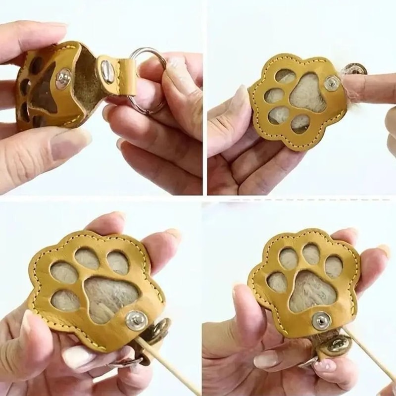 Cute Pet Hair Storage Keychain Cat Claw Pet Memorial Keepsake Pendant 12