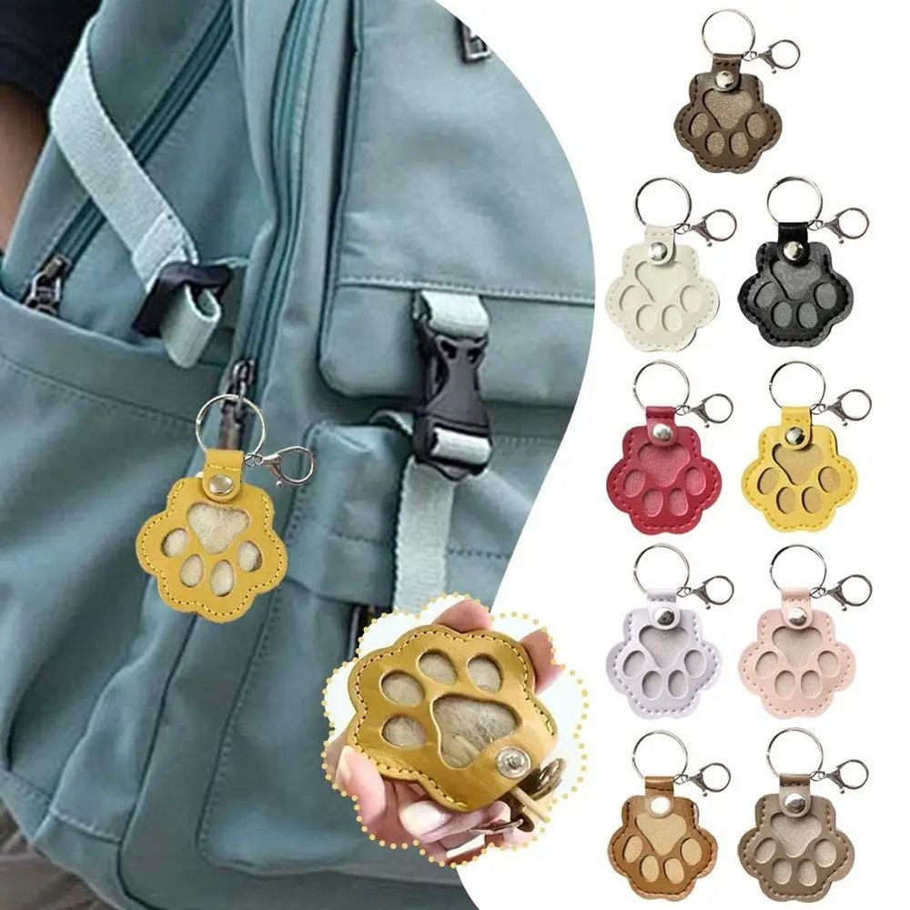 Cute Pet Hair Storage Keychain Cat Claw Pet Memorial Keepsake Pendant 0