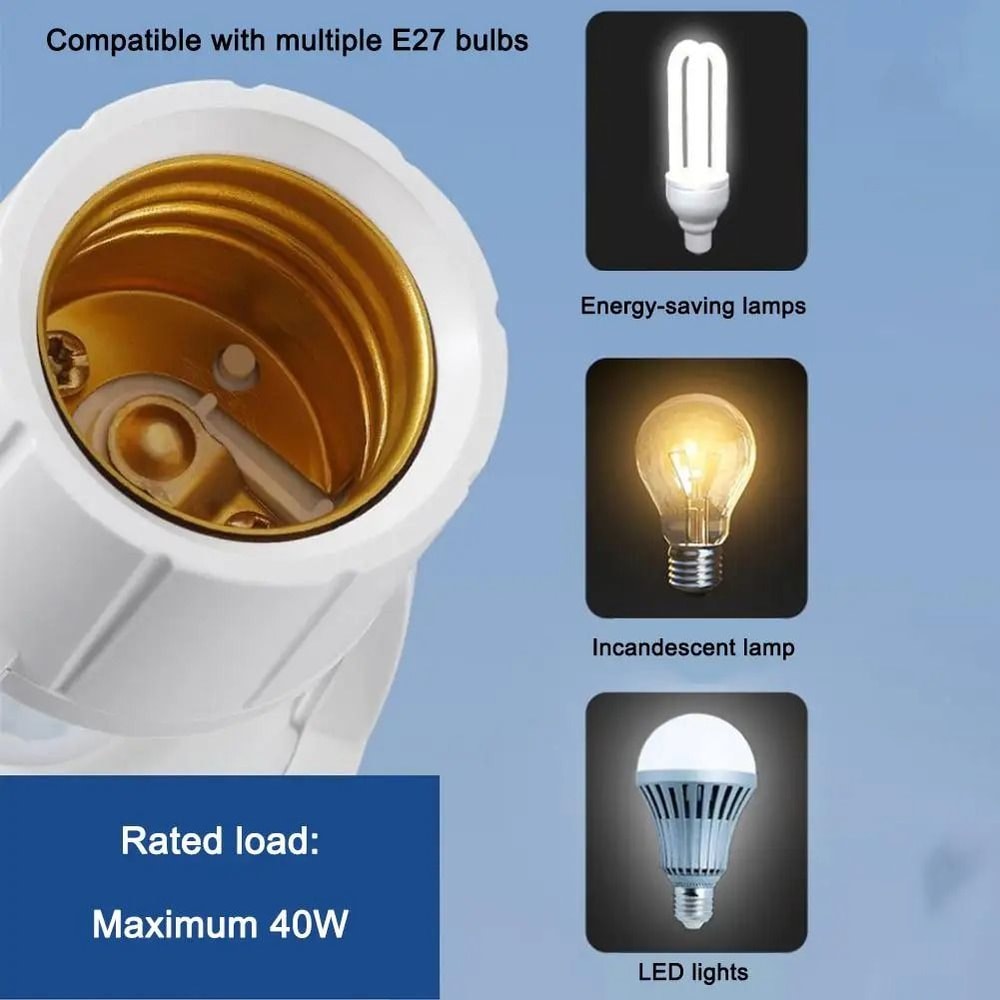 Adjustable Infrared Sensor Lamp Holder E27 Motion Sensor Light Adapter 6