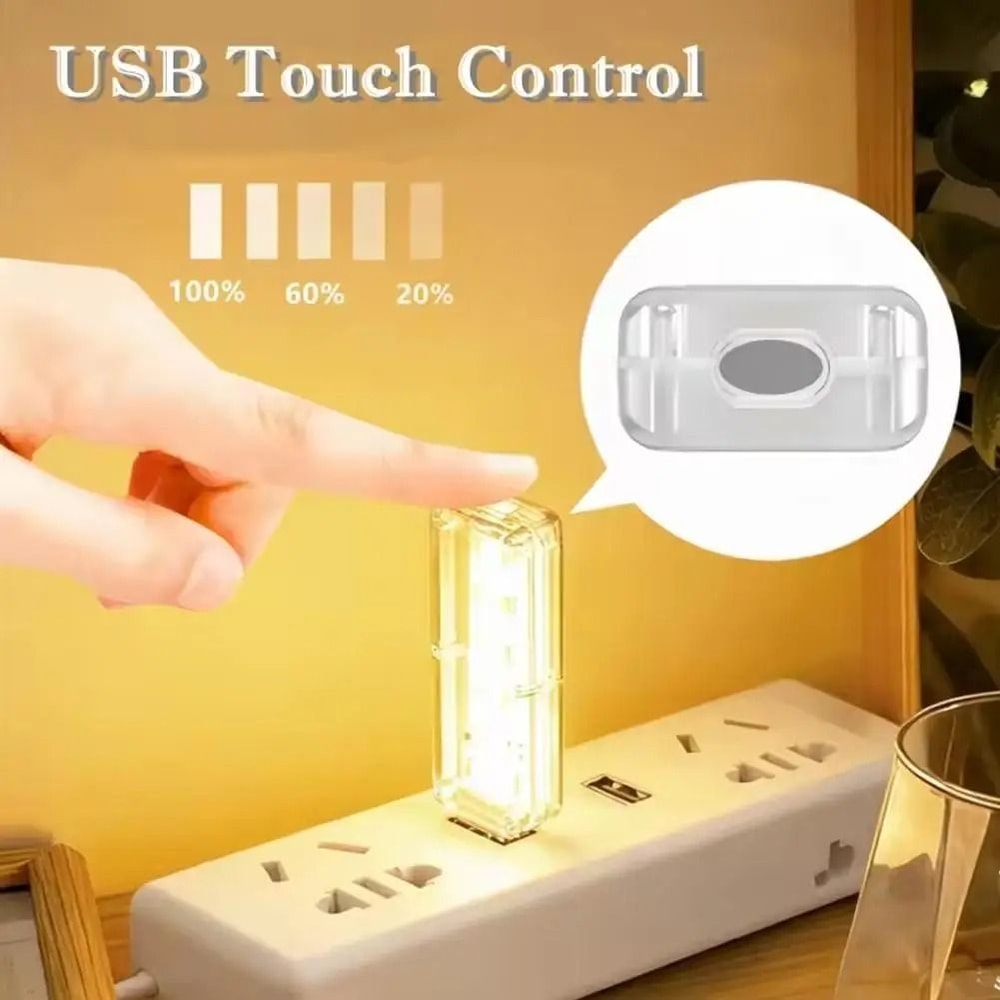 Portable USB Night Light Touch Control Mini LED Night Lamp DC 5V 3