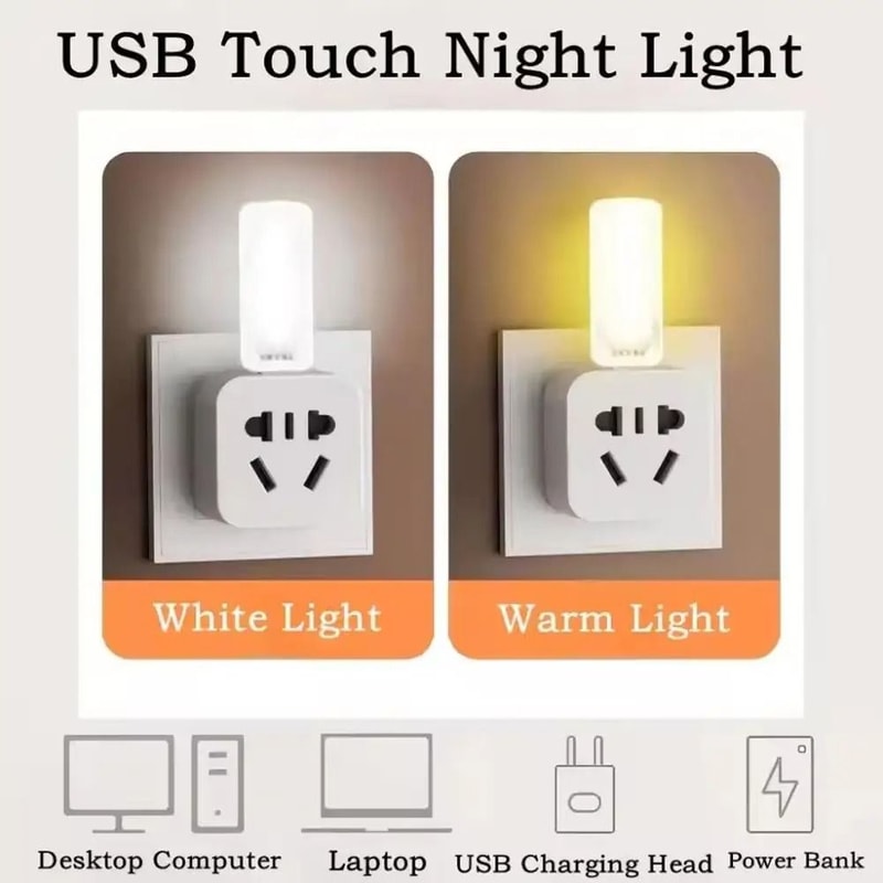 Portable USB Night Light Touch Control Mini LED Night Lamp DC 5V 5