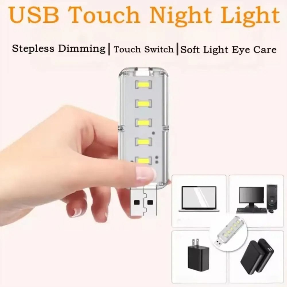 Portable USB Night Light Touch Control Mini LED Night Lamp DC 5V 6