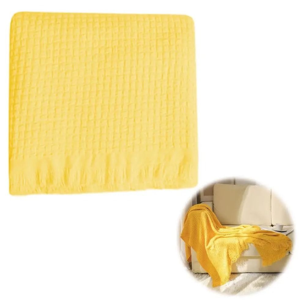 Nordic Knitted Sofa Blanket Solid Color Waffle Knit Blanket For Home Comfort 2
