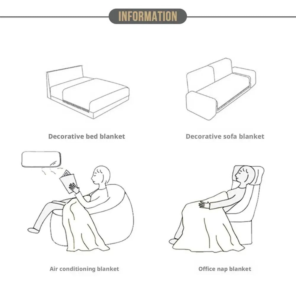 Nordic Knitted Sofa Blanket Solid Color Waffle Knit Blanket For Home Comfort 7