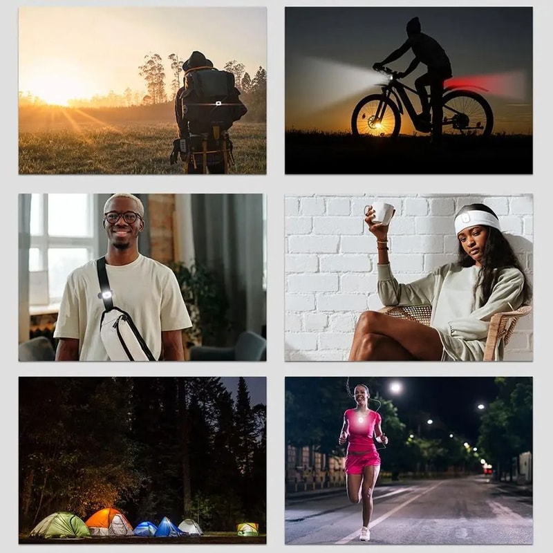 USB Rechargeable Running Safety Light Clip On Night Running Chest Light 4