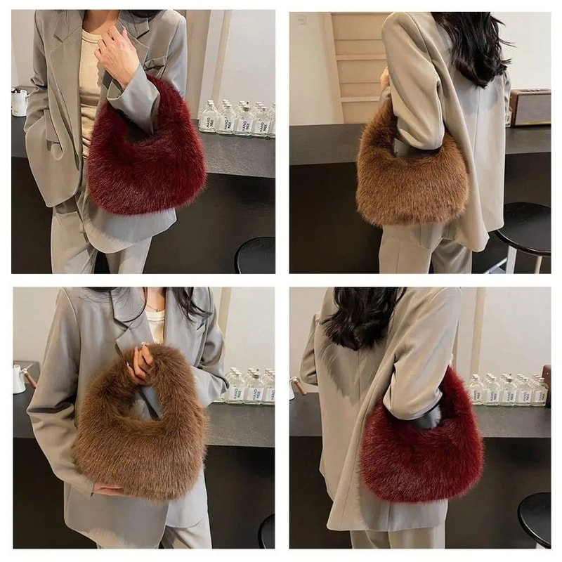 Soft Plush Winter Tote Bag Small Elegant Plush Handbag For Women 10
