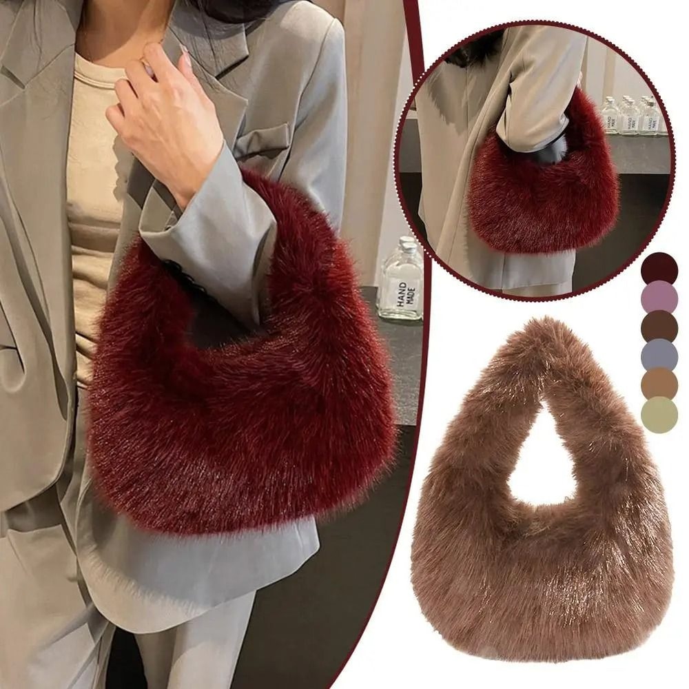 Soft Plush Winter Tote Bag Small Elegant Plush Handbag For Women 9