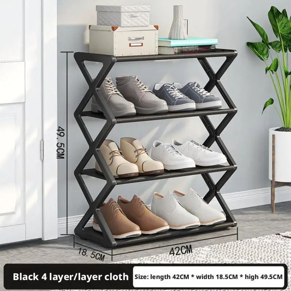 X Shape Dust Proof Shoe Rack Organizer 4 Tier Steel Shoe Rack 0