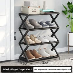 x shape dust proof shoe rack organizer 4 tier steel shoe rack