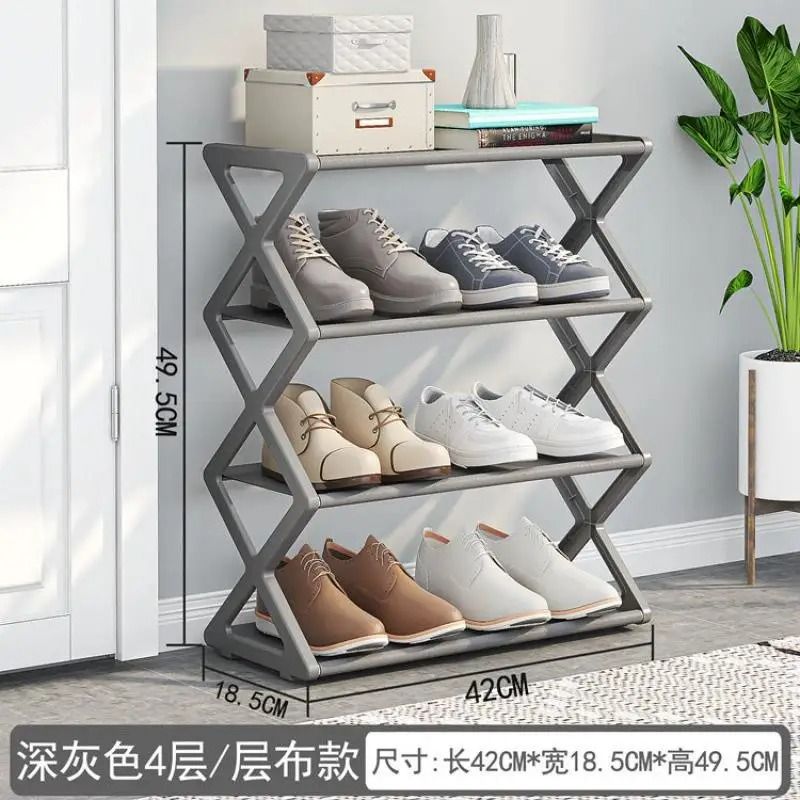 X Shape Dust Proof Shoe Rack Organizer 4 Tier Steel Shoe Rack 2