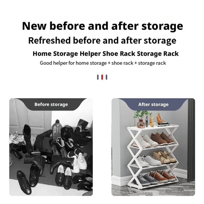 X Shape Dust Proof Shoe Rack Organizer 4 Tier Steel Shoe Rack 4