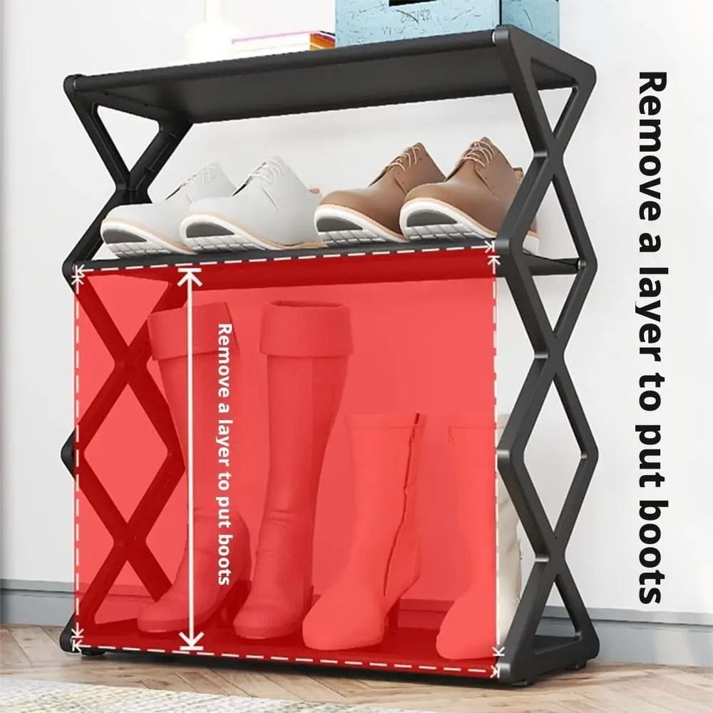 X Shape Dust Proof Shoe Rack Organizer 4 Tier Steel Shoe Rack 6
