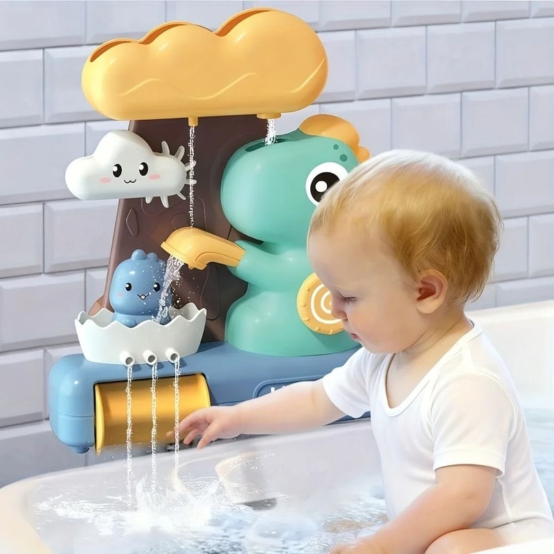 Dinosaur Baby Bath Toy Shower Head Fun Water Play Set For Toddlers 6
