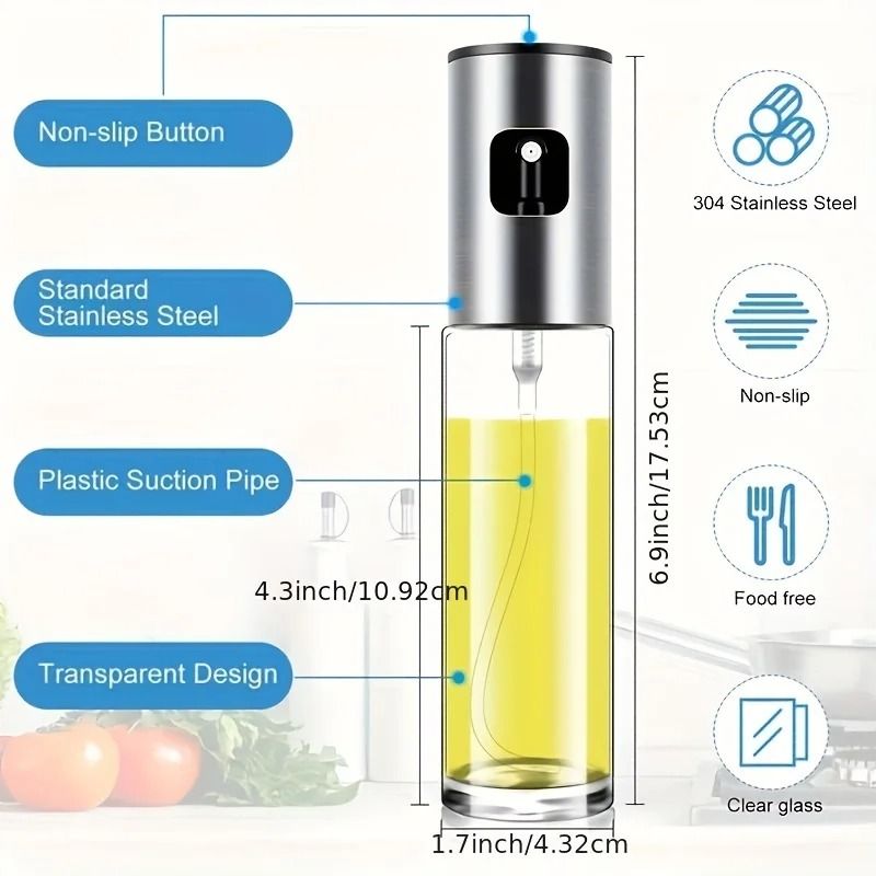 Glass Oil Spray Bottle High Pressure Fine Mist Kitchen Cooking Sprayer 4