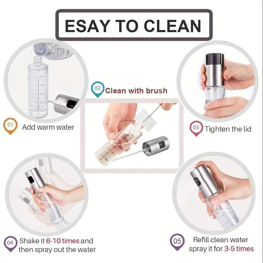 Glass Oil Spray Bottle High Pressure Fine Mist Kitchen Cooking Sprayer 6