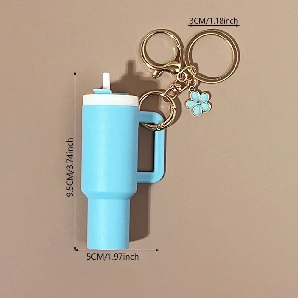 Cute Ice Cup Keychain Lipstick Holder Flower Pendant Bag Charm 10