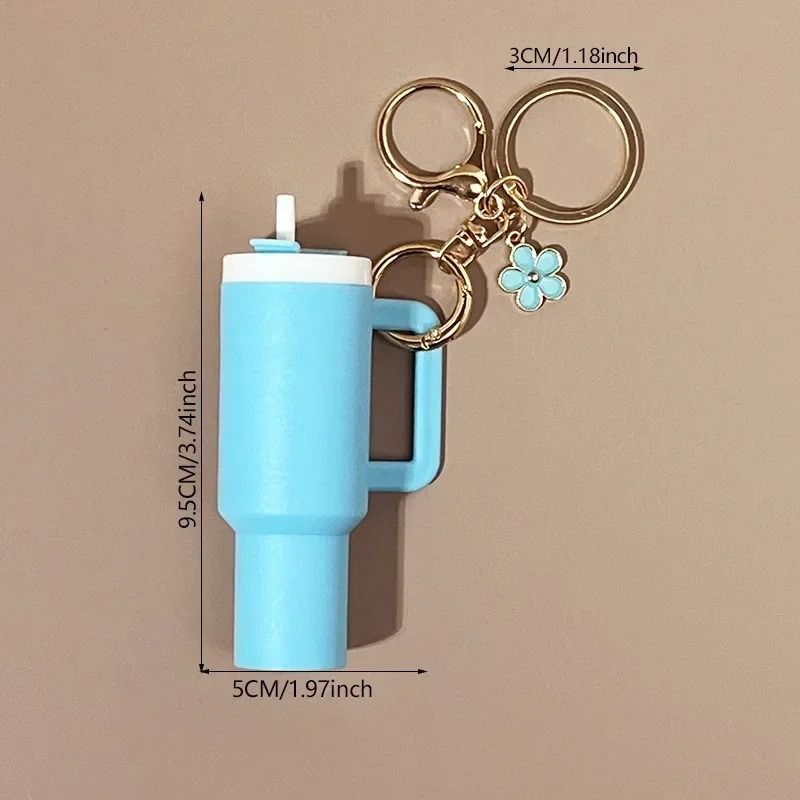 Cute Ice Cup Keychain Lipstick Holder Flower Pendant Bag Charm 10
