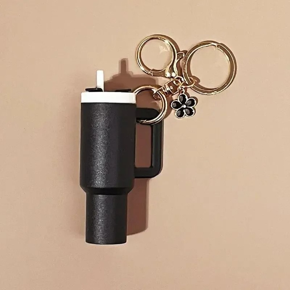 Cute Ice Cup Keychain Lipstick Holder Flower Pendant Bag Charm 5