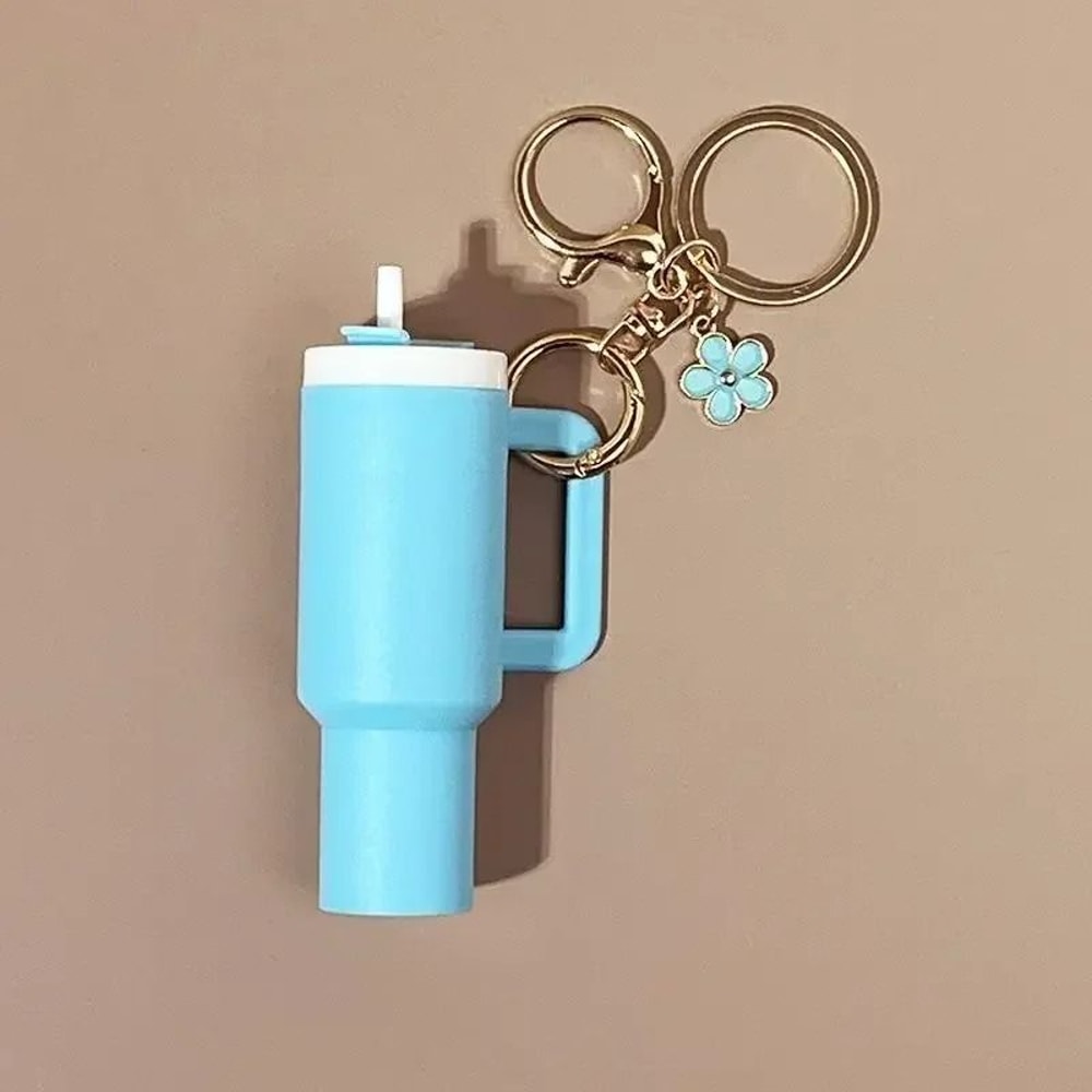 Cute Ice Cup Keychain Lipstick Holder Flower Pendant Bag Charm 1