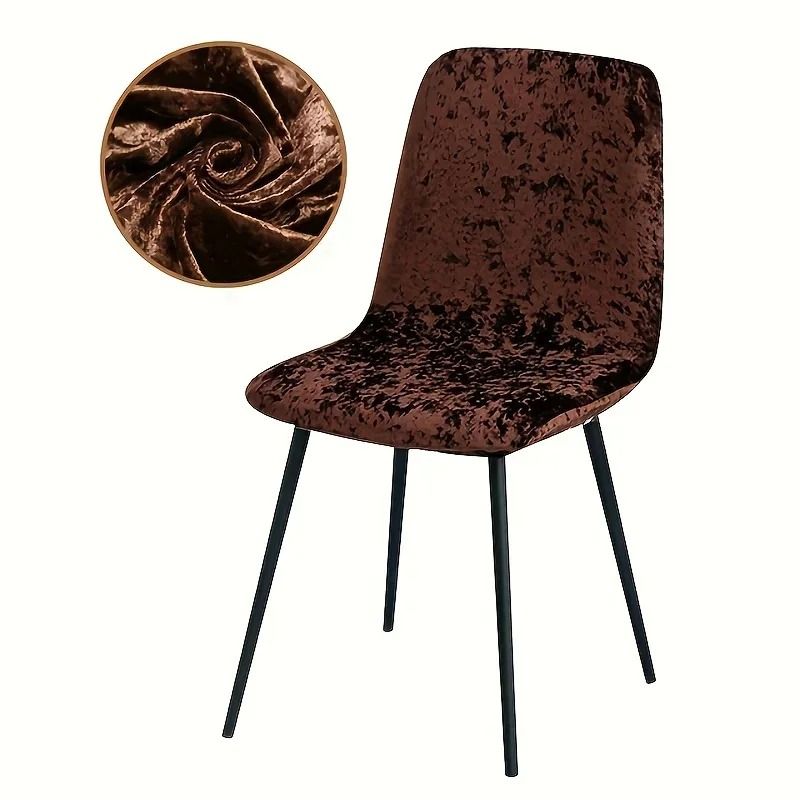 Velvet Shell Chair Cover Stretch Seat Protector For Bar And Dining Chairs 13
