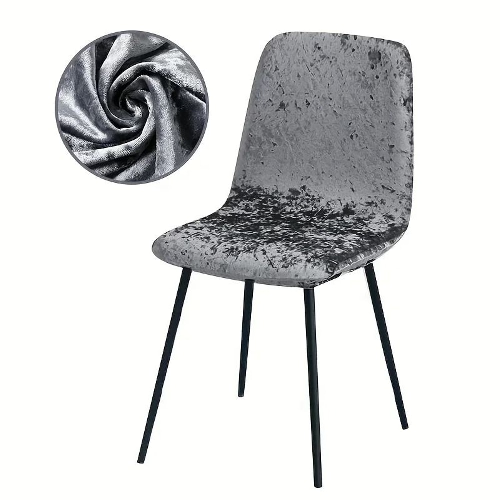 Velvet Shell Chair Cover Stretch Seat Protector For Bar And Dining Chairs 15