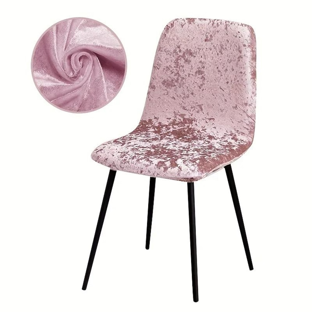 Velvet Shell Chair Cover Stretch Seat Protector For Bar And Dining Chairs 16