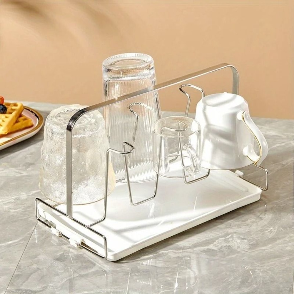 Stainless Steel Cup Rack 6 Slot Countertop Mug Holder Organizer 0