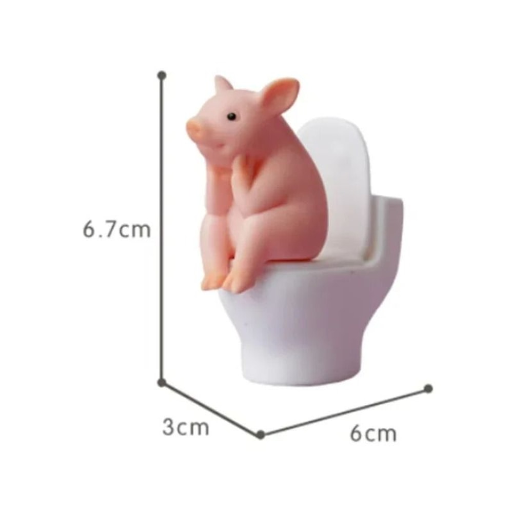 Funny Pig Desk Decor Cartoon Toilet Pig Figurine Mini Ornament 4