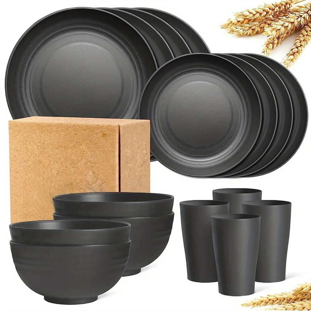 Wheat Straw Dinnerware Set 16 Piece Unbreakable Reusable Tableware 1
