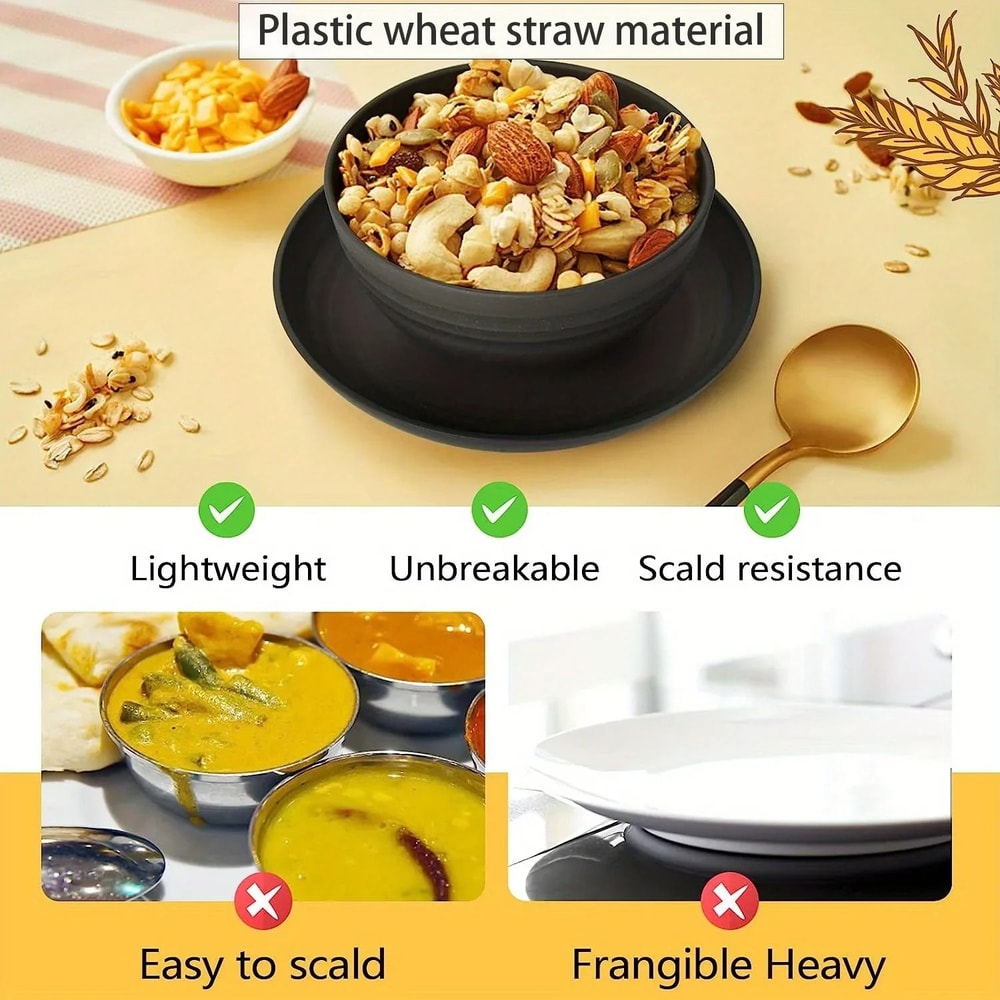 Wheat Straw Dinnerware Set 16 Piece Unbreakable Reusable Tableware 6