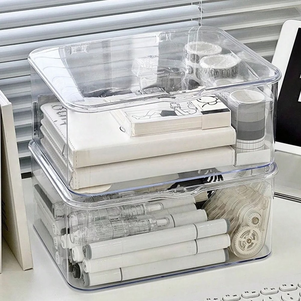 Clear Acrylic Storage Organizer Box With Clamshell Lid For Home And Office 4